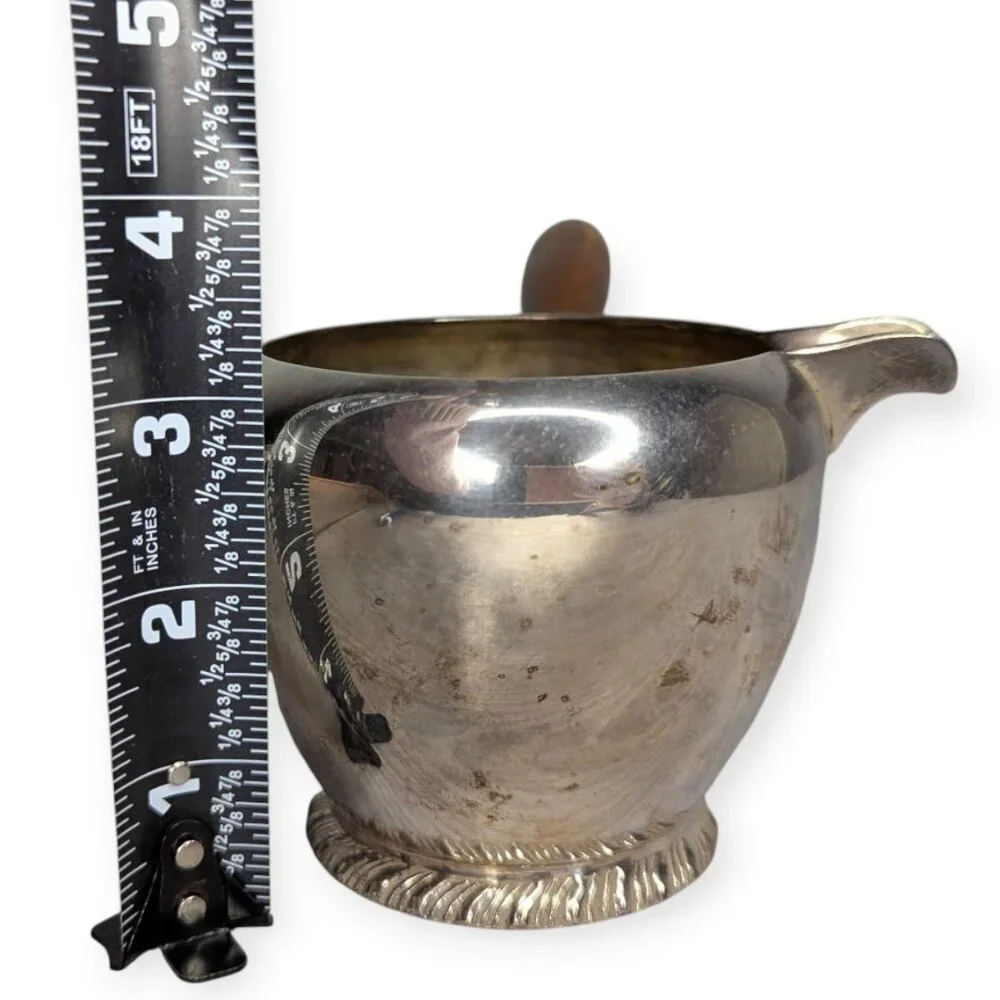 Vintage S.F. Co Silver Plate 2422 Brandy Warmer w/Wooden Handle 10